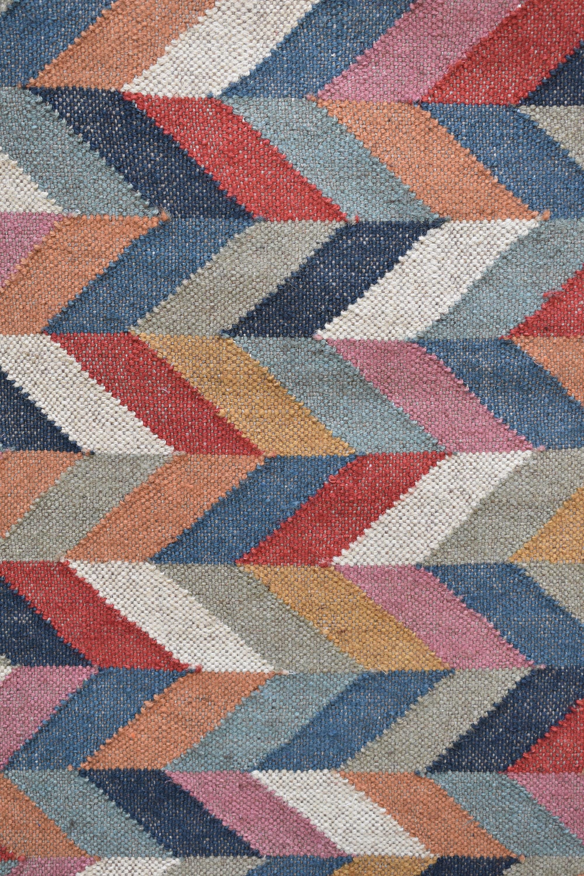 Hallway Handwoven Wool Kilim Area Rug | Tribal Diamond Medallion Pattern | Rustic Boho Flatweave Rug | Home Decor | Bohemian Home Decor