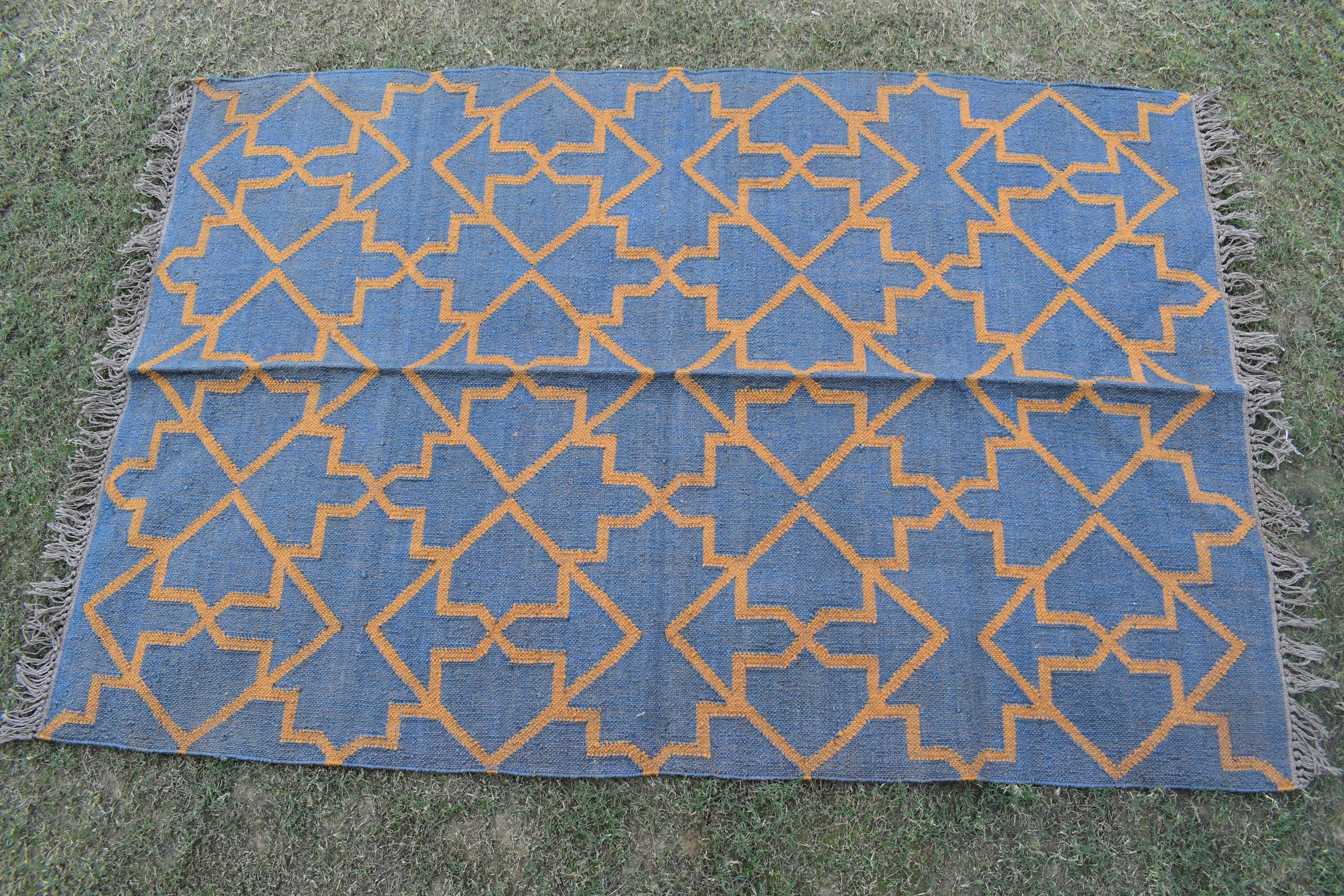 Boho Wool Jute Runner Neutral Handmade Rug for Living Room or Bedroom Flatweave Hallway Decor Geometric Flatweave Rug Eco-Friendly Decor