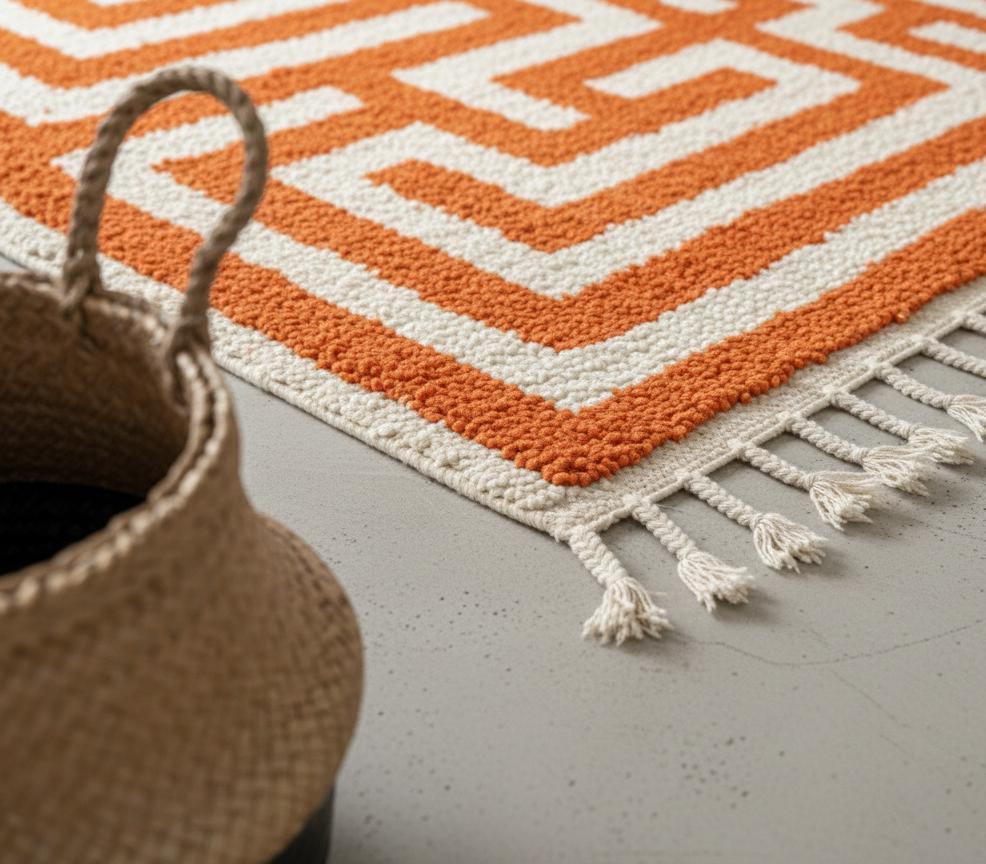 Hand Tufted Rug, Bright Orange Moroccan Rug, Beni Mrirt Rug, Shaggy Berber Wool Area Rug Thick Pile Berber Wool Rug Interior Decor Rug
