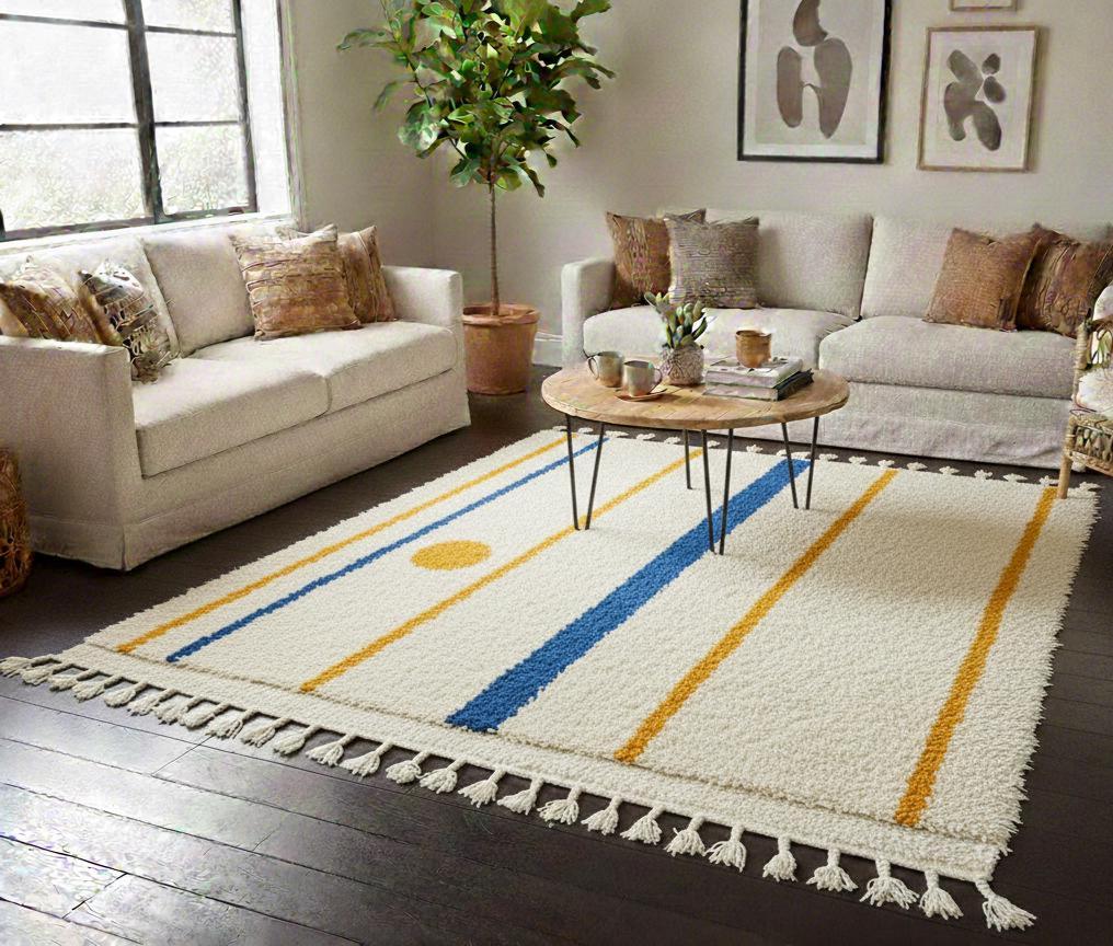 Authentic Beni Mrirt Moroccan Area Rug, Shadow Striped Wool Berber Carpet, Artisan Home Decor Soft Plush Moroccan Rug Decorative Carpet