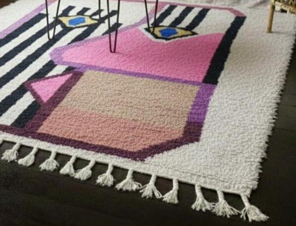 Handmade Moroccan Wool Rug, White and Pink Berber Rug, Boho Area Rug, Custom Beni Style Carpet, Soft Nursery & Bedroom Rug