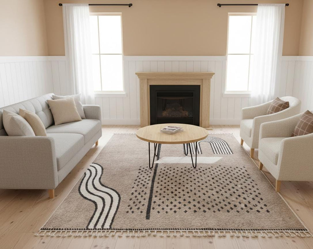 Plush Wool Beni Ourain Berber Rug – Handwoven Moroccan Abstract Area Rug Living Room Decor Moroccan Style Rug