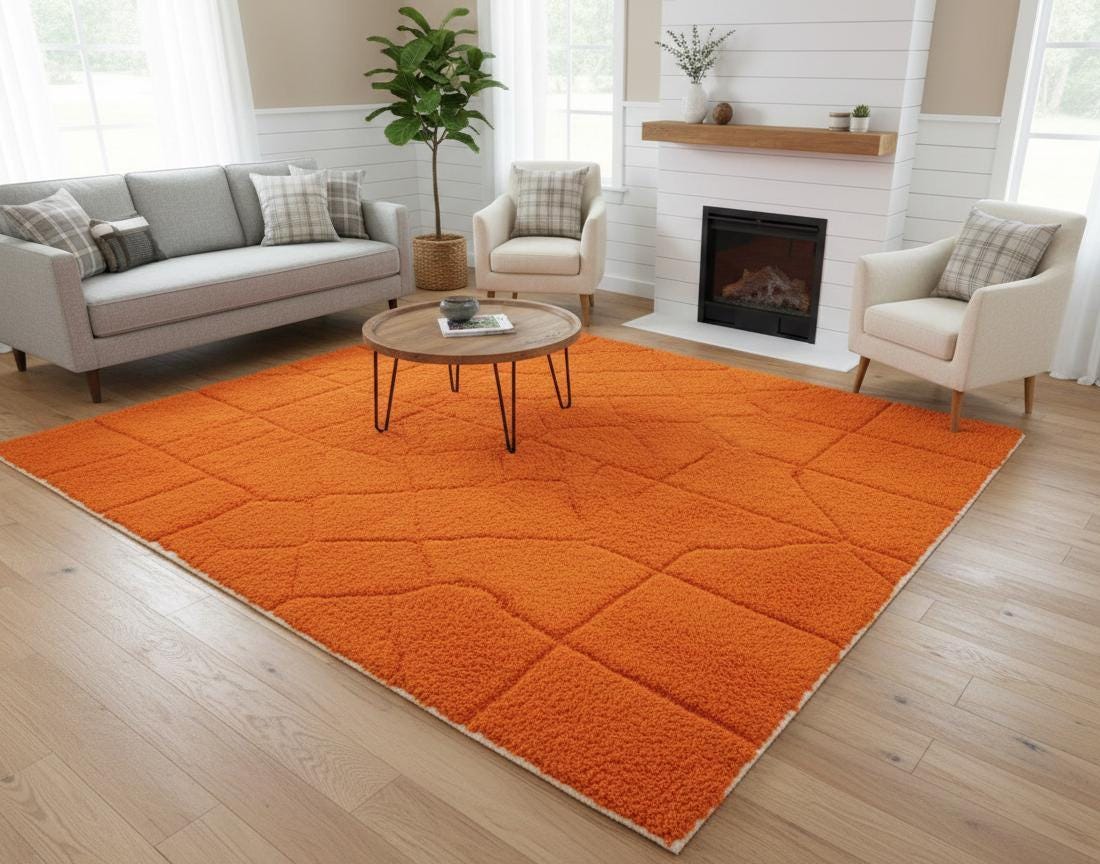 Beni Ourain Wool Moroccan Rug – Handwoven Berber Shag Area Rug, Neutral Boho Living Room Carpet