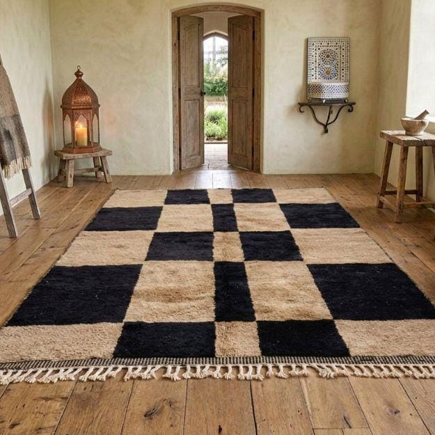 Large Moroccan Rug Beni Ourain Azilal Handmade Wool Rug Berber Area Carpet Modern Farmhouse Living Room Decor