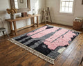 Moroccan Pink & Black Rug, Abstract Rug, Handmade Wool Rug – Handwoven Moroccan Abstract Area Rug Living Room Decor Moroccan Style Rug