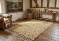 Beautiful Moroccan Rug – Handmade Beni Ourain Rug, Authentic Berber Wool Carpet, Custom Size Geometric Brown White Area Rug