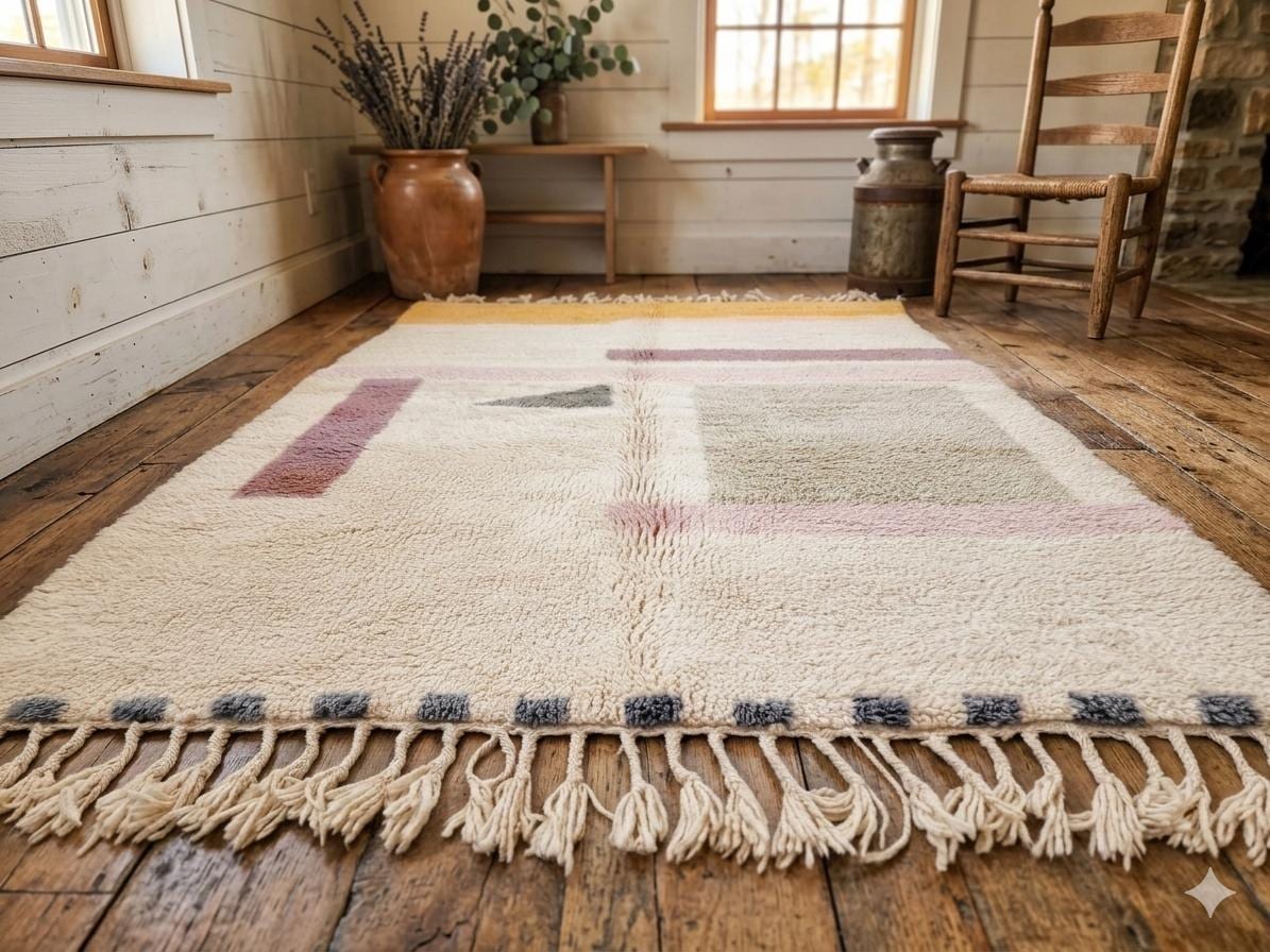 Moroccan Rug 9x19, Beni Ourain Wool Shag Rug, Hand Tufted Berber Carpet, Natural Gray Extra Large Area Rug, Modern Living Room Rug