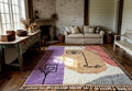 Custom Beniourain Rug, Moroccan Purple Beige Carpet, Handmade Berber Wool Rug, Modern Area Rug Home Decor