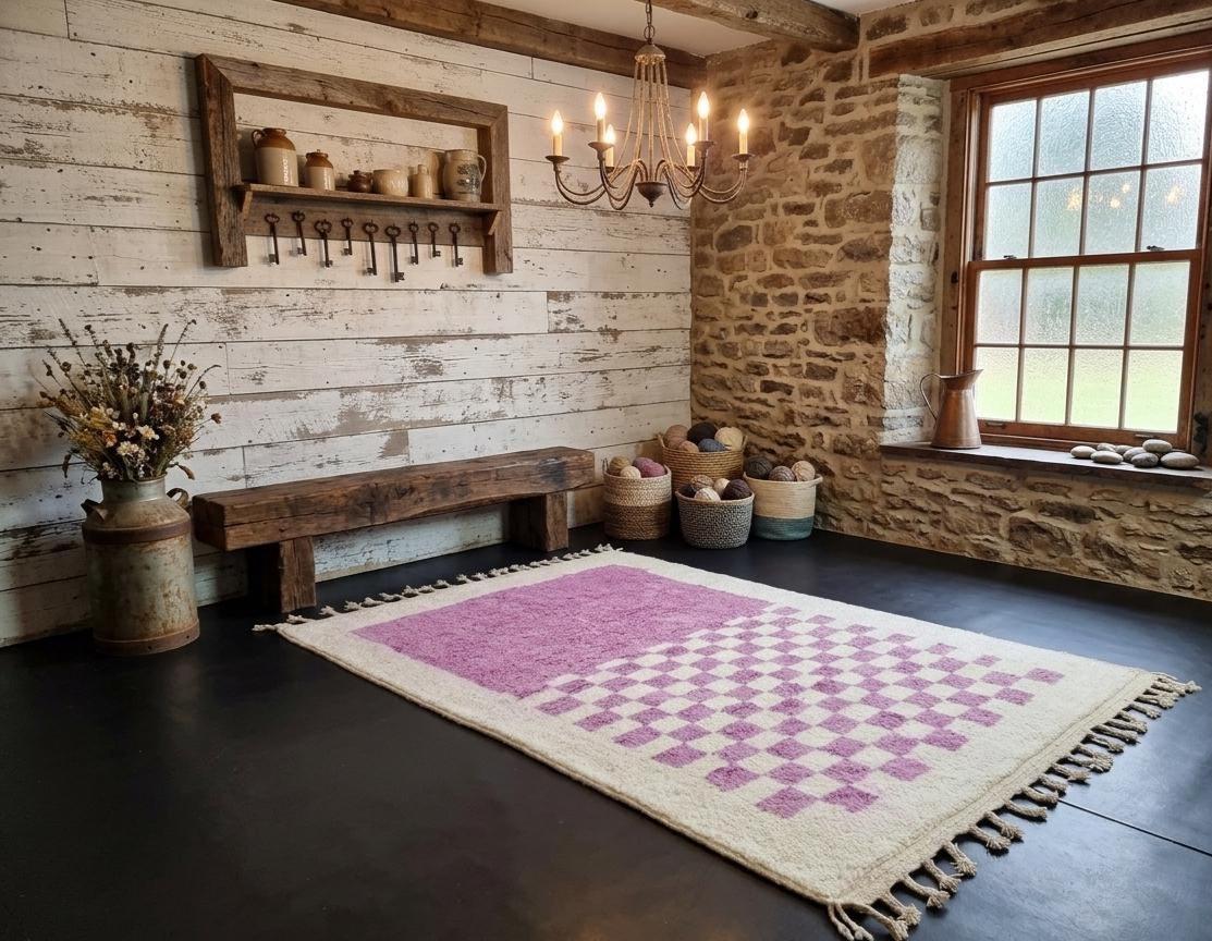 Moroccan Rug 9x19, Beni Ourain Wool Shag Rug, Hand Tufted Berber Carpet, Natural Pink Extra Large Area Rug, Modern Living Room Rug