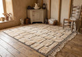 8x9 White Mrirt Moroccan Rug – Handmade Wool Berber Carpet, Soft Shaggy Area Rug, Luxury Home Decor