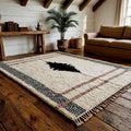 Custom Made Moroccan Rug, Beni Ourain Abstract Rug, Handwoven Wool Area Rug, Boho Custom Size Carpet