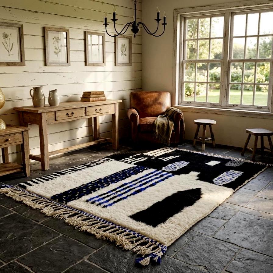Moroccan Checkered Rug Handmade, Multicolored Berber Vintage Rug, Wool Cotton Tribal Tapis Marocain , Home Decor