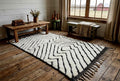 Tufted Beni Ouarain Rug – Custom Moroccan Shag Rug, White & Black Handmade Berber Wool Carpet, Custom Area Rug