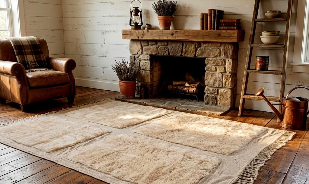 Moroccan Mrirt Rug 8x9, Handmade White Wool Rug, High Pile Fluffy Area Rug, Artisan Moroccan Home Decor