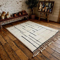Authentic Beni Ourain Rug, Handmade Moroccan Wool Rug, White Black Striped Berber Carpet, Custom Area Rug