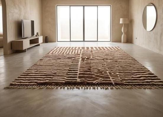 Custom Moroccan Beni Ourain Rug Red | Handmade Tufted Wool Rug | Geometric Boho Carpet | Plush Shag Area Rug Decor