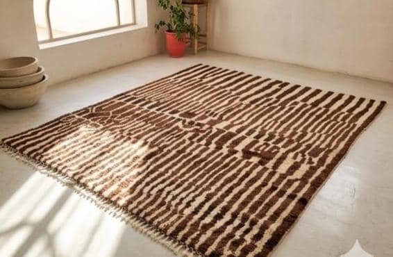 Custom Moroccan Beni Ourain Rug Red | Handmade Tufted Wool Rug | Geometric Boho Carpet | Plush Shag Area Rug Decor