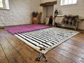 Purple and Black Moroccan Rug, Beni Ouarain Stripe Carpet, Black & Pink Berber Rug, Handmade Wool Area Rug, Custom Size